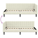 Corner Bed Frame with Headboard Cream 100 x 200 cm Velvet 42016445