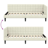 Corner Bed Frame with Headboard Cream 100 x 200 cm Velvet 42016445