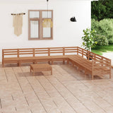 ZNTS 10 Piece Garden Lounge Set Solid Wood Pine Honey Brown 3083122