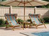 Deck Chair 2 pcs 3 Position Solid Eucalyptus Wood Multicolour 3407810