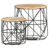 ZNTS Coffee Tables 2 pcs Solid Mango Wood 286579