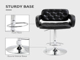 PU Leather Upholstered Swivel Bar Stool, Height Adjustable with Back, Armrest, Footrest, Black T3398P328151