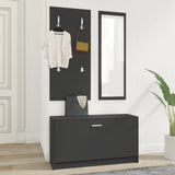 3-in-1 Shoe Cabinet Set Black Engineered Wood 342571