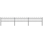 ZNTS Garden Fence with Hoop Top Steel 5.1x0.6 m Black 277640