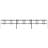 ZNTS Garden Fence with Hoop Top Steel 5.1x0.6 m Black 277640