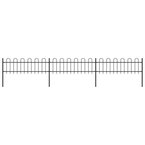 ZNTS Garden Fence with Hoop Top Steel 5.1x0.6 m Black 277640