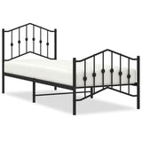 Metal Bed Frame without Mattress with Footboard Black 80x200cm 373798