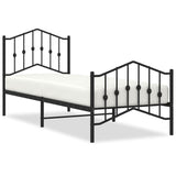 Metal Bed Frame without Mattress with Footboard Black 90x200cm 373800