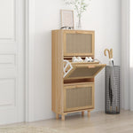 ZNTS Shoe Cabinet Brown 52x25x115 cm Engineered Wood&Natural Rattan 345650