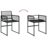 11 Piece Garden Dining Set Black Poly Rattan 3295036