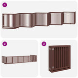 Dog Gate with Door Foldable 10 Panels Brown 800 cm Poplar Wood 3155695