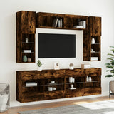 6 Piece TV Wall Cabinet Set with LED Lights Smoked Oak 3216801