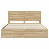 Bed Frame with Drawer Sonoma Oak 200 x 200 cm Engineer Wood 3409428