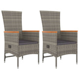 Reclining Garden Chairs with Cushions 2 pcs Grey Poly Rattan 319530