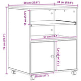 Printer Stand Old Wood 60 x 48 x 74 cm Engineered Wood 862285