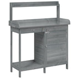 Potting Table with Cabinet Grey 110.5x45x124.5 cm Solid Wood Fir 156345