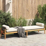 Garden Bench with Cushion Black Poly Rattan Acacia 366299