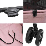 Folding Pet Stroller Adjustable Pink 81 x 47 x 99 cm Polyester 42012432