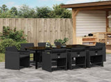 Garden Dining Set 9 pcs Black Poly Rattan 3380692