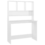 Desk with Shelf High Gloss White 110x45x157 cm Engineered Wood 800393