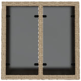 Garden Table with Glass Top Beige 55x55x37 cm Poly Rattan 366058