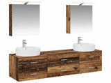 Bathroom Furniture Set 5 pcs Old Wood Engineered Wood and Glass 3406877