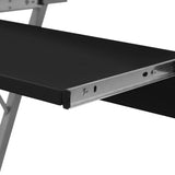 Computer Desk Black Particle Board, Powder-Coated Steel Compact 20051