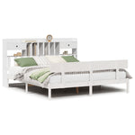 ZNTS Bookcase Bed without Mattress White 180x200 cm Super King Solid Wood Pine 3321841