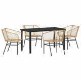 Garden Dining Set 5 pcs Brown Poly Rattan 3380899