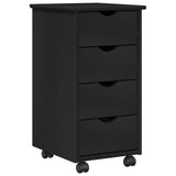 Desk Cabinet Set 2 pcs Black Solid Pine Wood 3438773