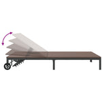 ZNTS Sunbed with Cushions and Wheels 2-Person Brown Poly Rattan 42004132