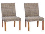 Dining Chair 2 pcs Solid Mahogany Wood Kubu Grey 42012420