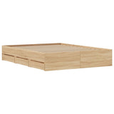 Bed Frame with Drawers without Mattress Sonoma Oak 140x190 cm 3207303