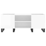 Record Cabinet High Gloss White 121x38x48 cm Engineered Wood 831686