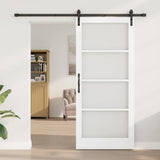 Sliding Door ORKDAL White 93 x 211 cm Solid Pine Wood and Glass 3331982