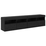 TV Wall Unit with LED 4 pcs Black Oak Engineered Wood 3402967