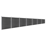 Fence Panel Set WPC 1218x186 cm Black 3070434