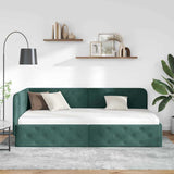 Corner Bed Frame with Headboard Dark Green 90 x 190 cm Velvet 42016525