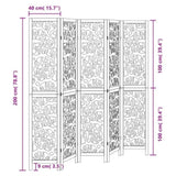 Room Divider 5 Panels Black Solid Wood Paulownia 358759