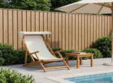 Deck Chair 3 Position Solid Eucalyptus Wood Cream 42024885