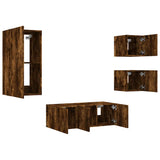 5 Piece TV Wall Units with LED Smoked Oak Engineered Wood 3216829