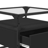 ZNTS Coffee Table with Glass Top Black 50x50x45 cm Steel 846049