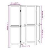Room Divider 4 Panels White Solid Wood Paulownia 358673