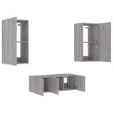 ZNTS 4 Piece TV Wall Units with LED Grey Sonoma Engineered Wood 3216823