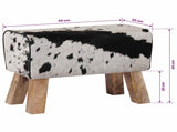 Bench 60 x 30 x 45 cm Real Leather Black and White 42042109