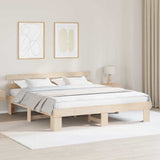 Bed Frame with Headboard Natural 200 x 200 cm Solid Pine Wood 872428