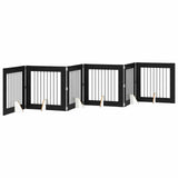 Foldable Dog Gate with Stands 6 pcs Black Oak 482 cm 892085