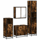 4 Piece Bathroom Furniture Set Smoked Oak Engineered Wood 3301187