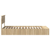 Bed Frame with Shelf Sonoma Oak 90 x 200 cm Engineered Wood 3408412