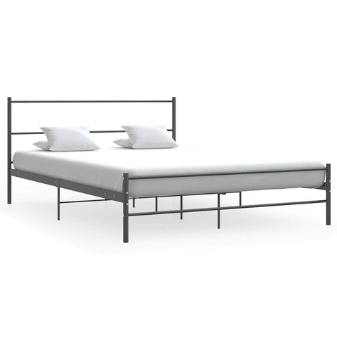 Bed Frame without Mattress Grey Metal 140x200 cm 286494